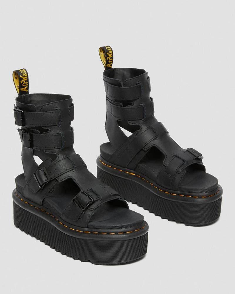 Women's Dr Martens Giavanna Leather Platform Platform Sandals Black | AU 310GSO